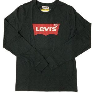 Levis Men Long Sleeve Tee Shirt Graphic Print Classic Fit Cotton Black Sz XLarge